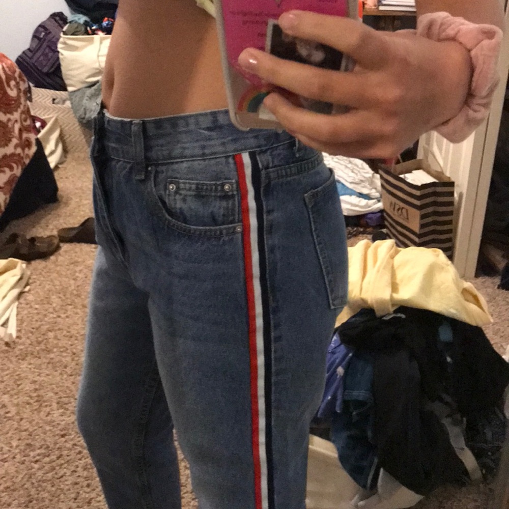 Striped high waisted jeans - Picture 2 of 2